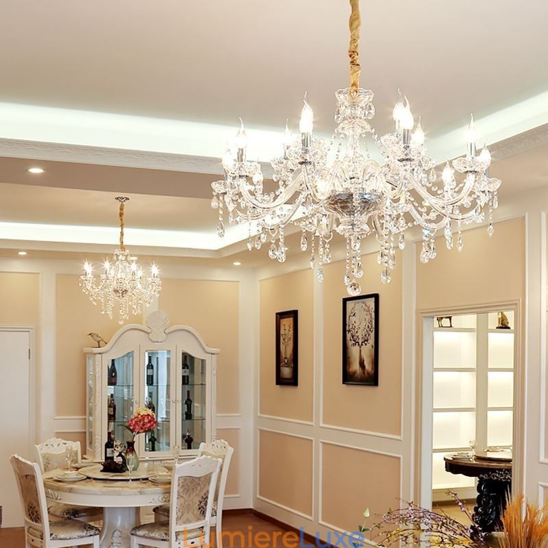 Lustre en cristal moderne, suspension européenne transparente