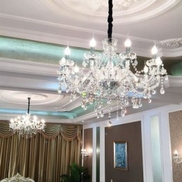 Lustre en cristal moderne, suspension européenne transparente