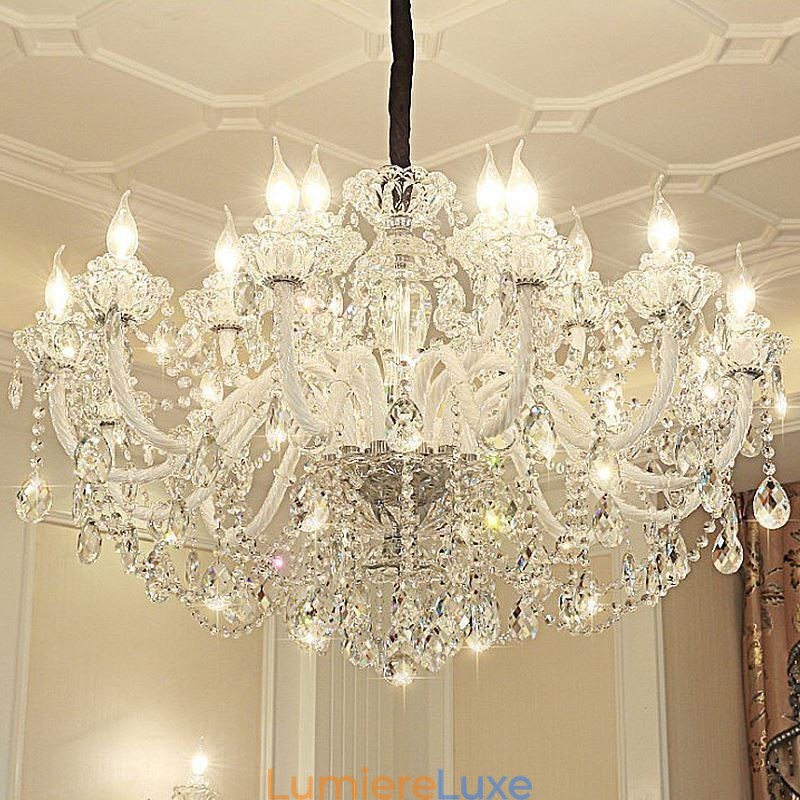 Lustre en cristal de luxe, suspension européenne élégante