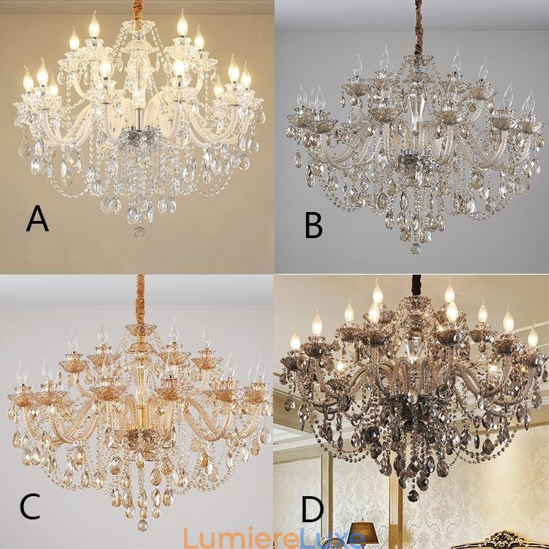 Lustre en cristal de luxe, suspension européenne élégante