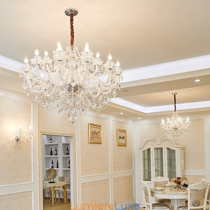 Lustre en cristal de luxe, suspension européenne élégante