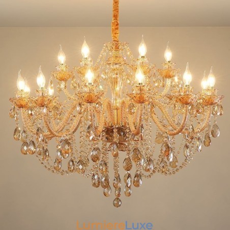 Lustre européen en cristal de luxe cognac Lustre européen en cristal de luxe cognac