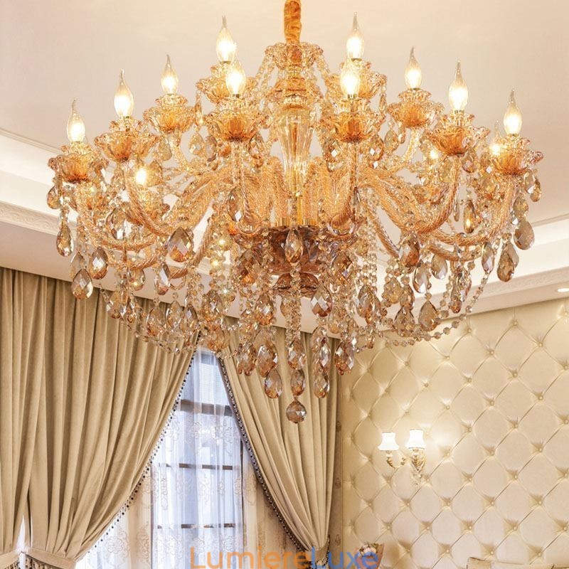 Lustre européen en cristal de luxe cognac