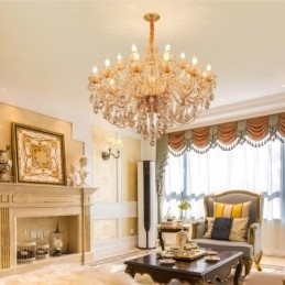 Lustre européen en cristal de luxe cognac