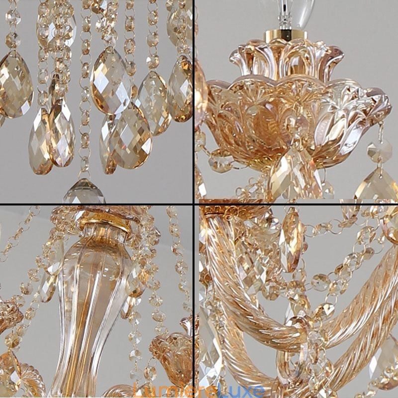Lustre européen en cristal de luxe cognac