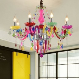 Lustre en cristal coloré, suspension européenne unique