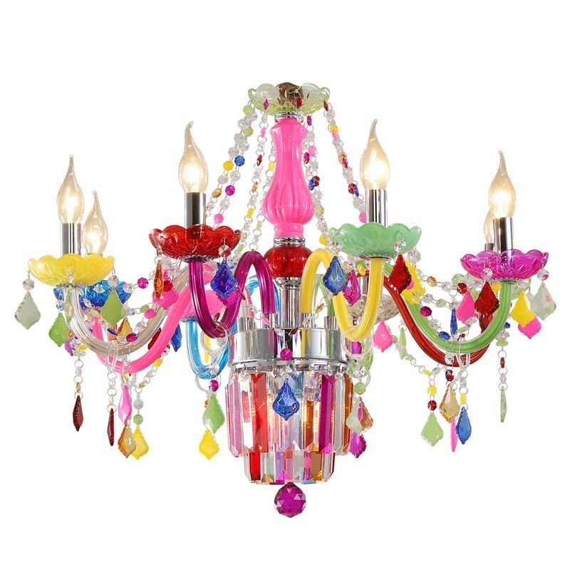Lustre en cristal coloré, suspension européenne unique