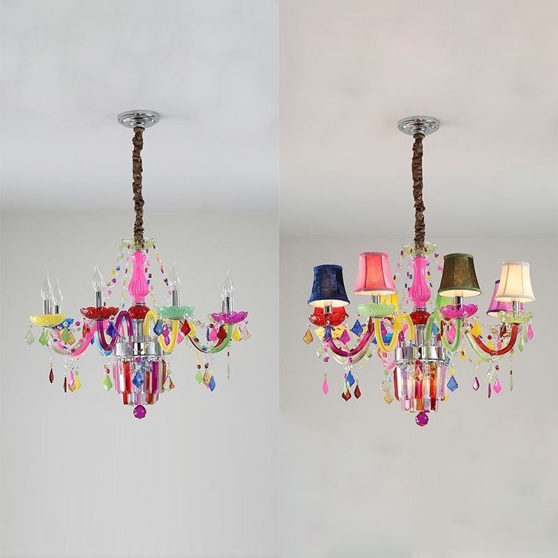 Lustre en cristal coloré, suspension européenne unique