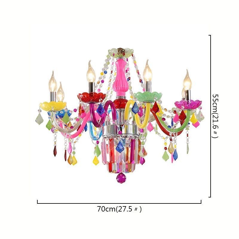 Lustre en cristal coloré, suspension européenne unique