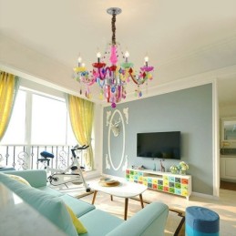 Lustre en cristal coloré, suspension européenne unique