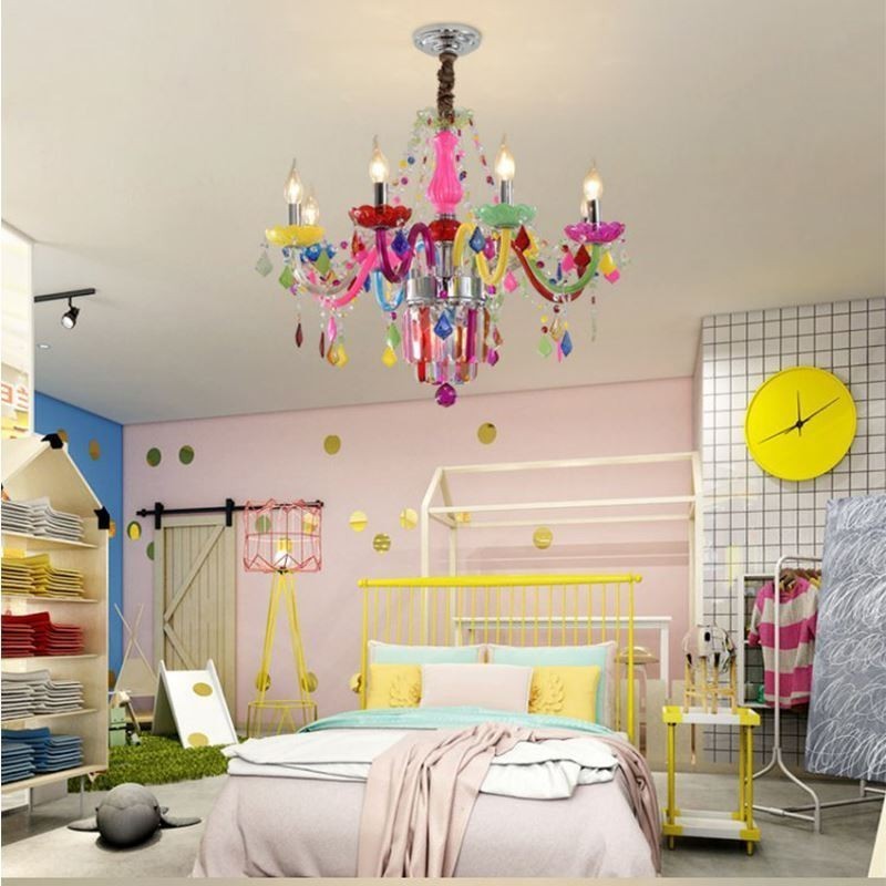 Lustre en cristal coloré, suspension européenne unique