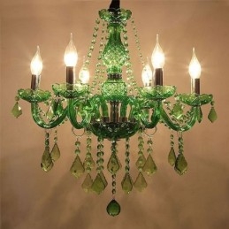 Lustre en cristal unique de style européen, suspension verte gazon