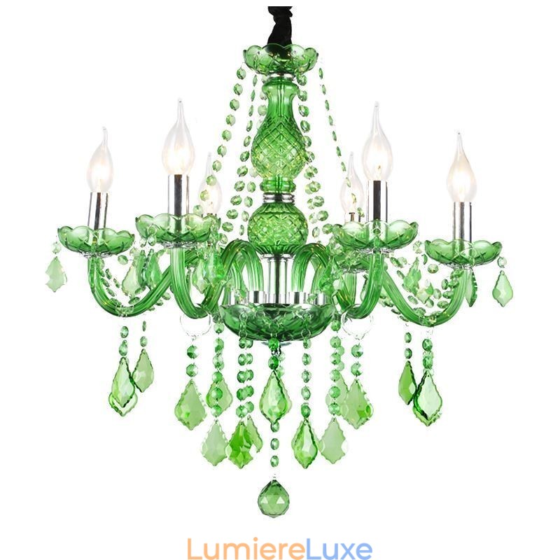 Lustre en cristal unique de style européen, suspension verte gazon