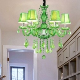 Lustre en cristal unique de style européen, suspension verte gazon