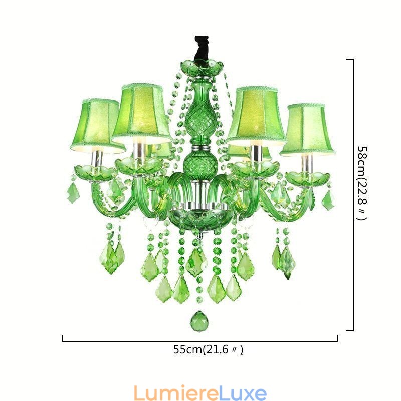 Lustre en cristal unique de style européen, suspension verte gazon