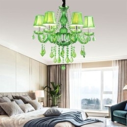 Lustre en cristal unique de style européen, suspension verte gazon