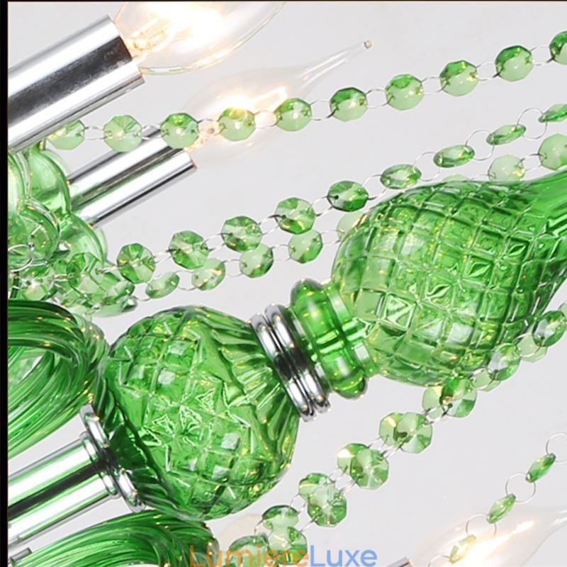 Lustre en cristal unique de style européen, suspension verte gazon