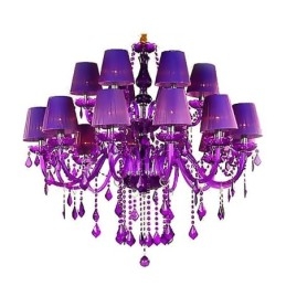Lustre en cristal de style européen, suspension violette
