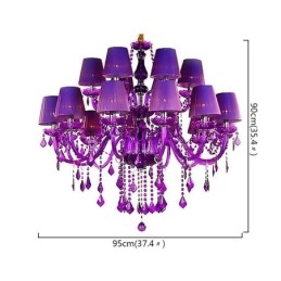 Lustre en cristal de style européen, suspension violette
