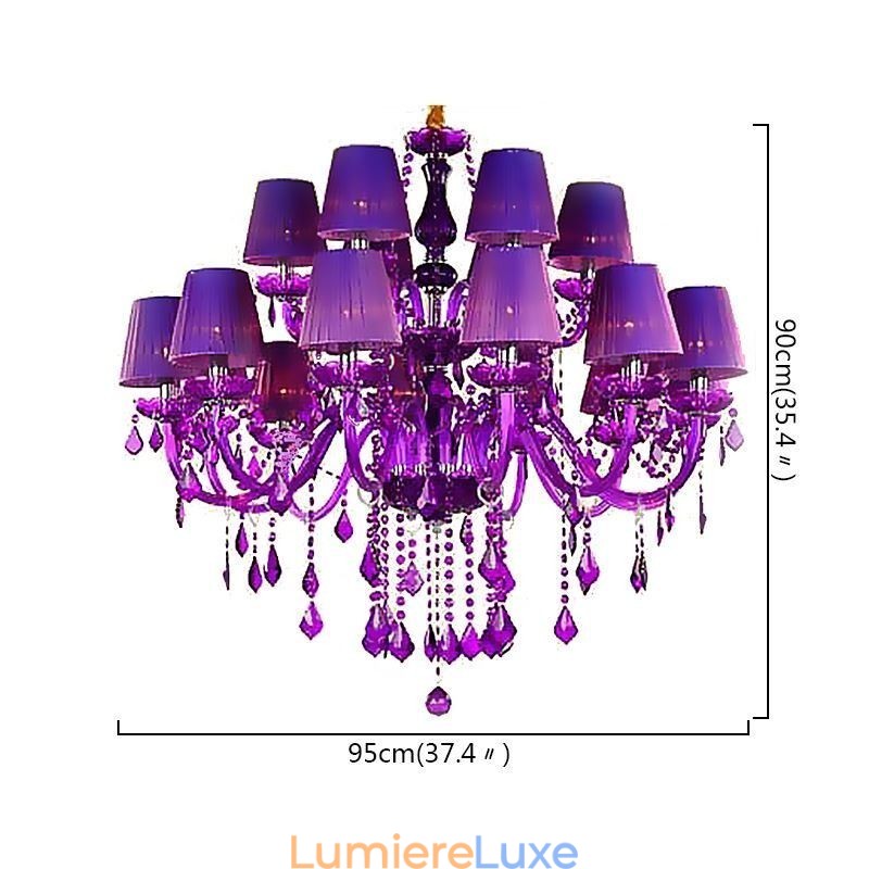 Lustre en cristal de style européen, suspension violette