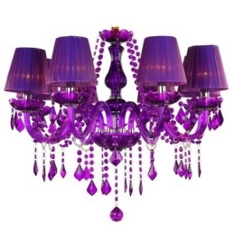 Lustre en cristal élégant de style européen, suspension violette