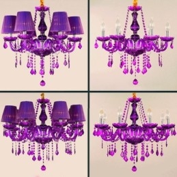 Lustre en cristal élégant de style européen, suspension violette