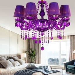 Lustre en cristal élégant de style européen, suspension violette