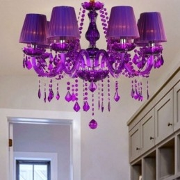 Lustre en cristal élégant de style européen, suspension violette
