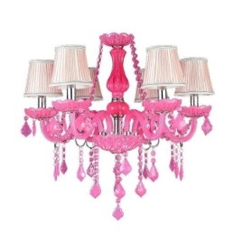 Lustre en cristal de style européen, suspension rose romantique