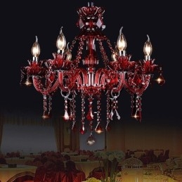 Lustre européen en cristal rouge