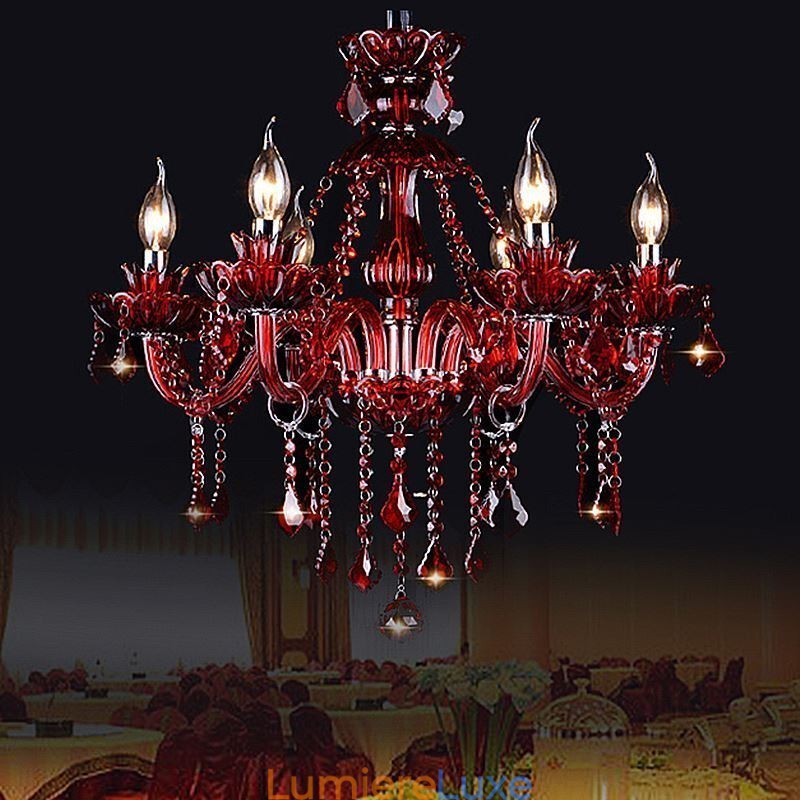 Lustre européen en cristal rouge