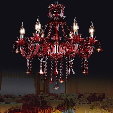 Lustre européen en cristal rouge Lustre européen en cristal rouge