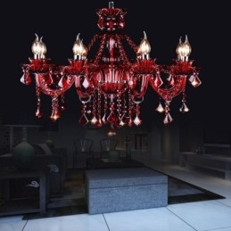 Lustre européen en cristal rouge