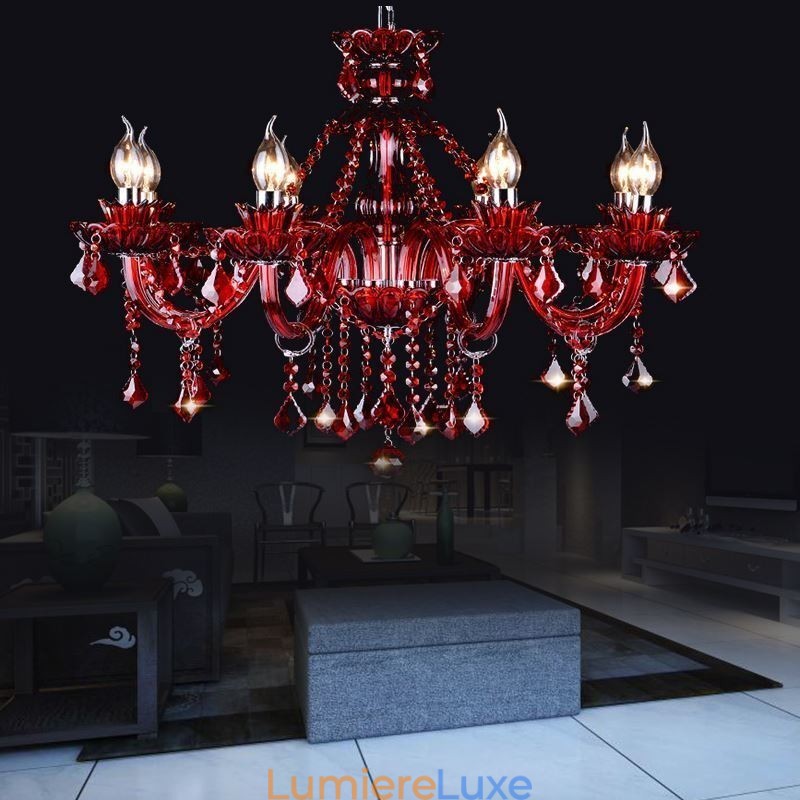 Lustre européen en cristal rouge