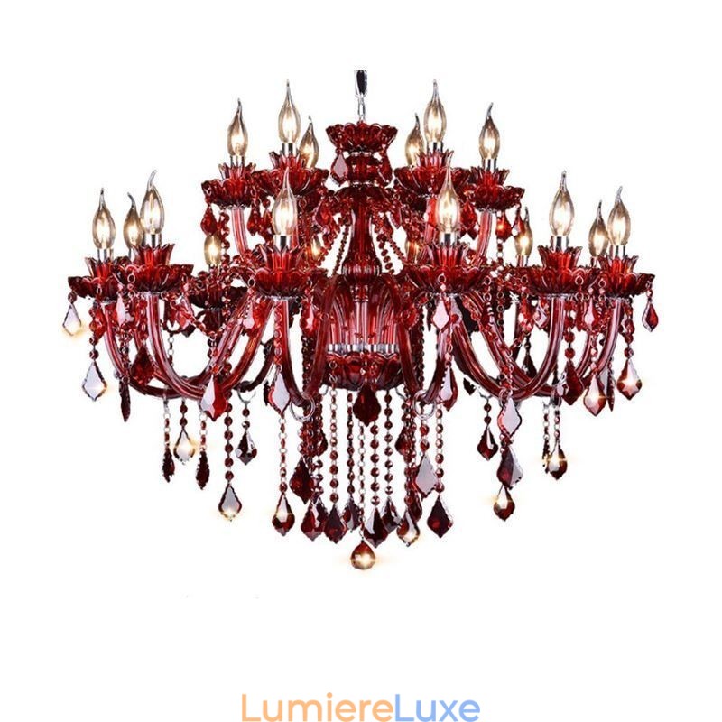Lustre européen en cristal rouge