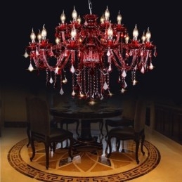 Lustre européen en cristal rouge