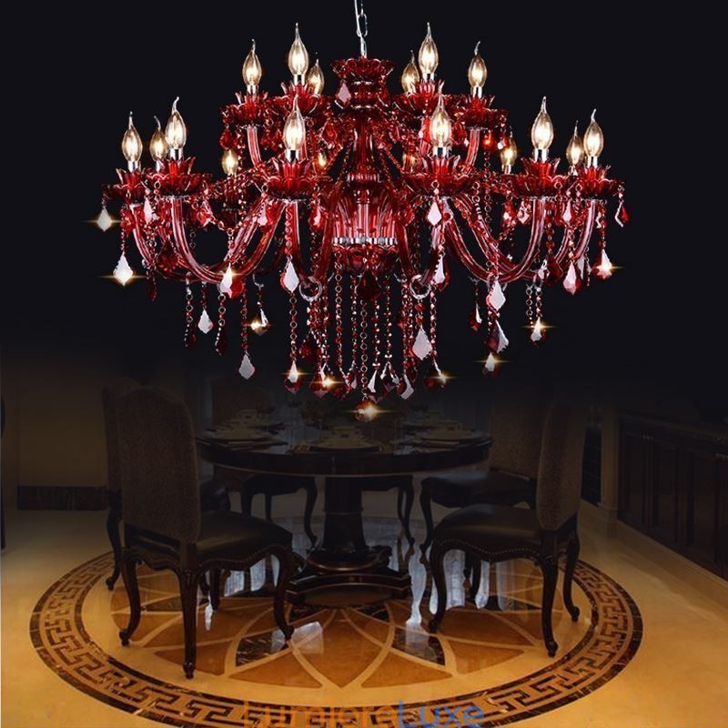 Lustre européen en cristal rouge