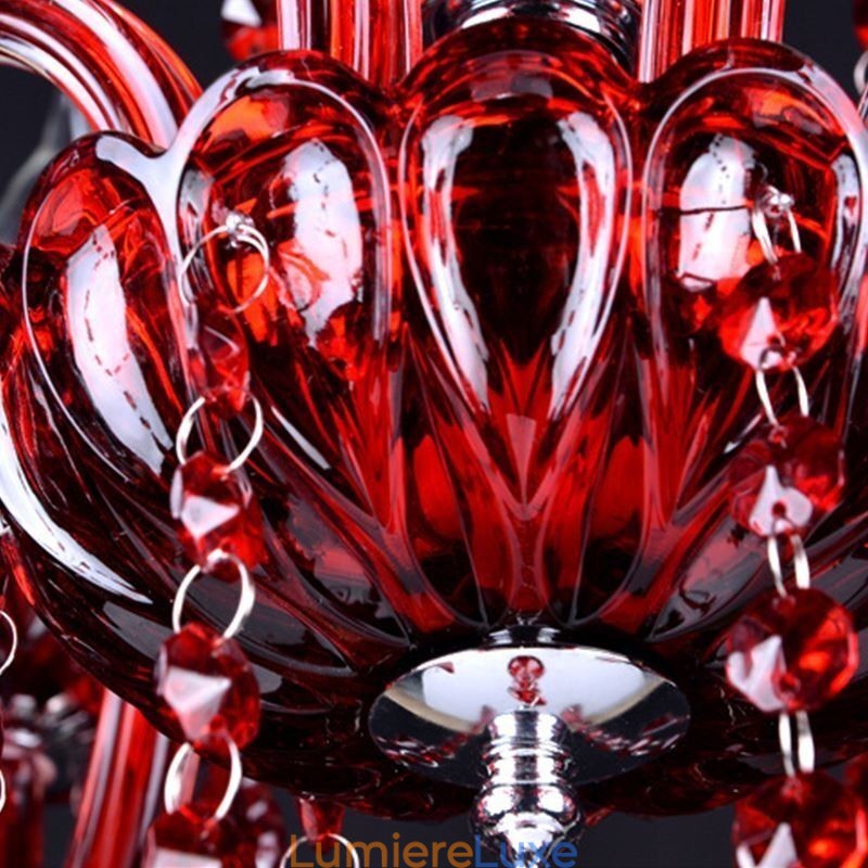 Lustre européen en cristal rouge