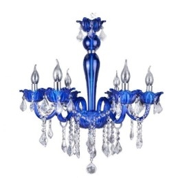 Lustre en cristal de style européen, suspension en verre cristal bleu