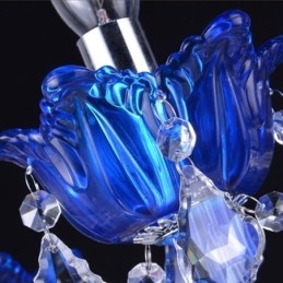Lustre en cristal de style européen, suspension en verre cristal bleu