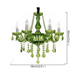 Lustre en cristal de style européen, suspension verte unique