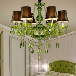 Lustre en cristal de style européen, suspension verte unique