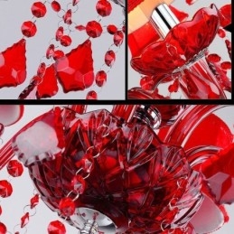 Lustre en cristal de style européen, suspension de couleur rouge