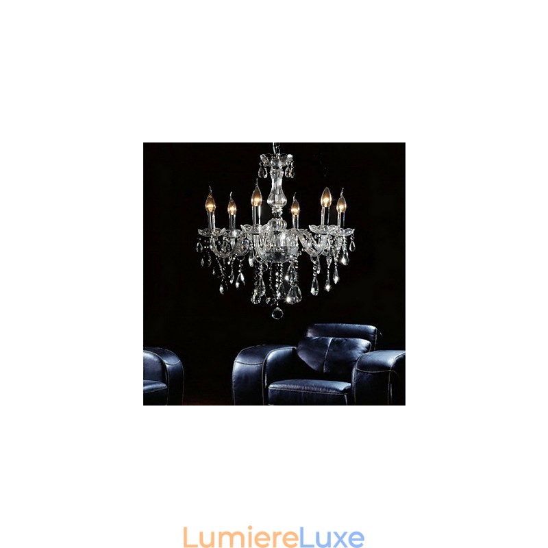 Lustre élégant en cristal à 6 lumières