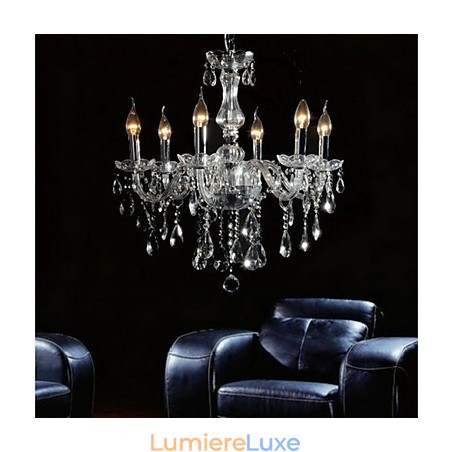 Lustre élégant en cristal à 6 lumières Lustre élégant en cristal à 6 lumières