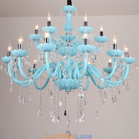 Grand lustre européen en cristal bleu Grand lustre européen en cristal bleu