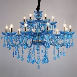 Lustre en cristal élégant, suspension européenne bleue