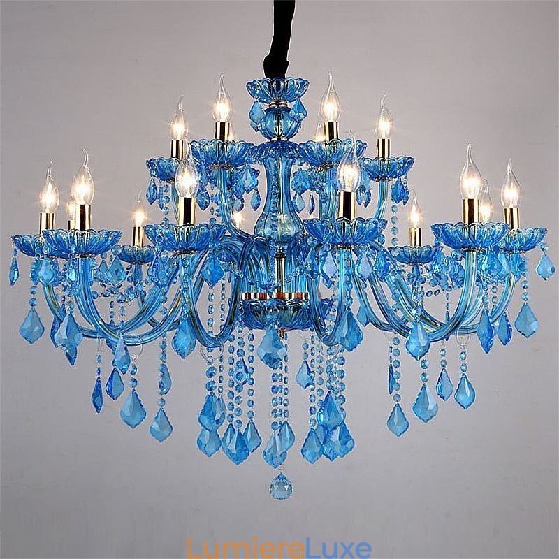 Lustre en cristal élégant, suspension européenne bleue
