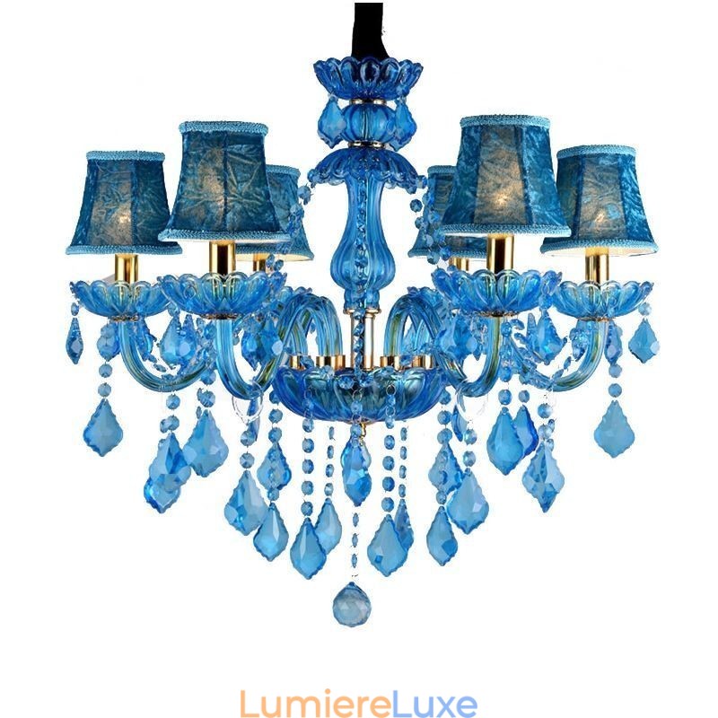 Lustre en cristal élégant, suspension européenne bleue