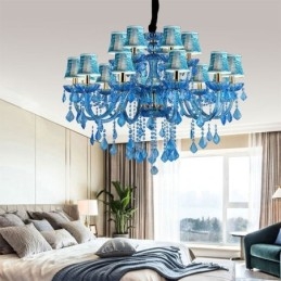 Lustre en cristal élégant, suspension européenne bleue